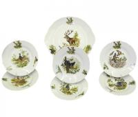 Сервиз для торта 7 предметов с тарелками 19 см, Охота Мэри Энн 03161019-0363, Leander