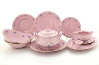 Столовый сервиз на 6 персон 25 предметов, Голубые цветы, Розовый фарфор Соната 07262011-0009, Leander Столовый сервиз на 6 персон 25 предметов, Голубые цветы, Розовый фарфор Соната 07262011-0009, Leander