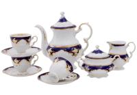 Кофейный сервиз 6 персон 15 предметов, Кобальтовый орнамент, Соната 07160714-1357, Leander