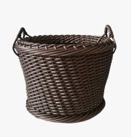 Корзина - кашпо для цветов из ротанга с ручками 16 л, цвет венге, ручная работа