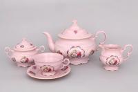 Чайный сервиз 6 персон 15 предметов Розовый фарфор, Соната 07260725-0008, Leander