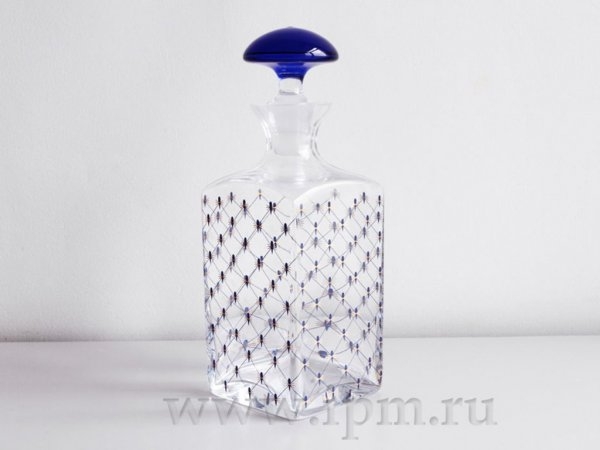 Графин (синяя крышка) 1000 мл Кобальтовая сетка, Императорский фарфоровый завод (ЛФЗ) 14.00027.07