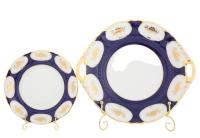 Сервиз для торта 7 предметов с тарелками 17 см, Золотой цветок, кобальт Соната 07161017-0443, Leander