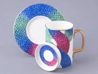 Подарочный набор Бокал с блюдем и крышкой Лунный змей 390 мл, Императорский фарфоровый завод 81.32798.00.1