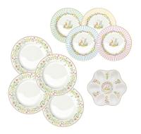 Набор тарелок 26 и 19 см с блюдом для яиц 9 предметов на 4 персоны, Пасхальные кролики, Easy Life