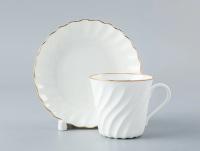 Чашка с блюдцем кофейная ИФЗ Золотой кантик (Витая) 155 мл, Императорский фарфоровый завод (ЛФЗ) 81.13928.00.1