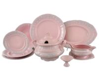 Столовый сервиз на 6 персон 25 предметов, Серый узор, Розовый фарфор Соната 07262011-3002, Leander Столовый сервиз на 6 персон 25 предметов, Серый узор, Розовый фарфор Соната 07262011-3002, Leander