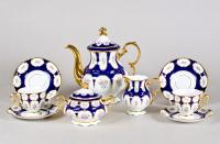 Кофейный сервиз на 6 персон 15 предметов Leander Розовый цветок, Кобальт Соната (07160714-0419)