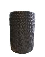 Высокое кашпо для цветов из ротанга 16 л напольное, форма Цилиндр высокий, цвет венге, тиснение кожа