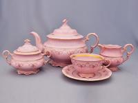 Чайный сервиз 6 персон 15 предметов Мелкие цветы, Розовый фарфор Соната 07260725-0158, Leander