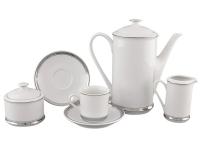 Кофейный сервиз Мокко 6 персон 15 предметов 100 мл, Изящная платина, Сабина 02160713-0011, Leander