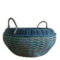 Кашпо-вазон для цветов из ротанга с ручками 14 л, зеленая патина