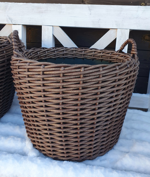 Корзина - кашпо из ротанга с ручками 20 л, цвет Кедр, ручная работа