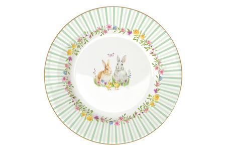 Набор тарелок 26 и 19 см с блюдом для яиц 9 предметов на 4 персоны, Пасхальные кролики, Easy Life