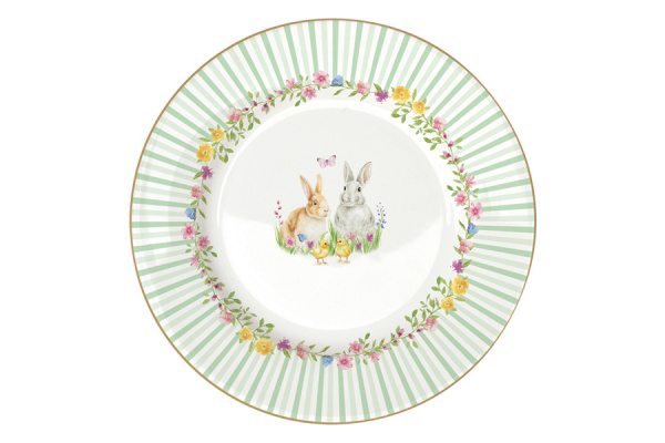 Набор тарелок 26 и 19 см с блюдом для яиц 9 предметов на 4 персоны, Пасхальные кролики, Easy Life