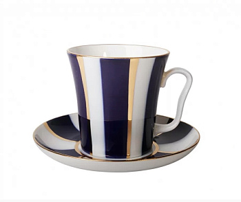 Бокал с Блюдцем Ленинградский, Кобальтовые полосы, 360 мл, Императорский фарфоровый завод (ЛФЗ) 81.14856.00.1