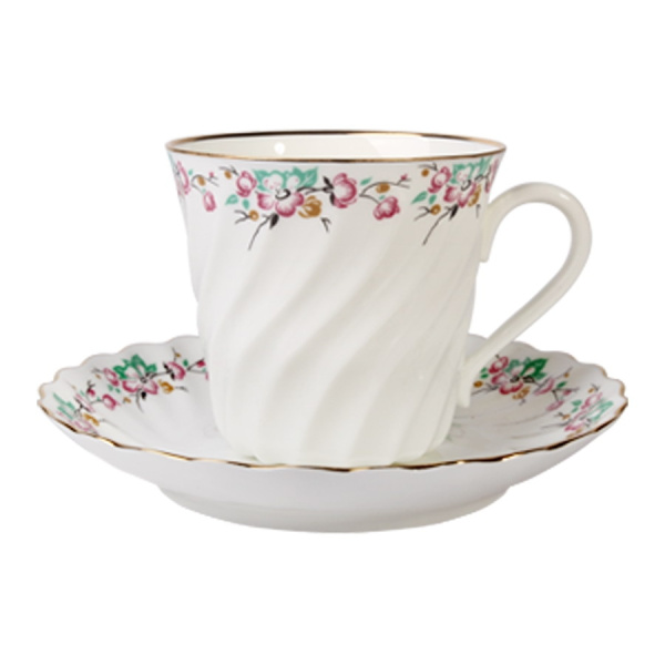 Чашка с блюдцем кофейная ИФЗ Весенний (Витая) 155 мл, Императорский фарфоровый завод (ЛФЗ) 81.13951.00.1