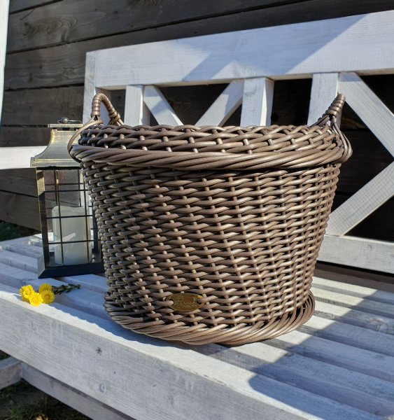 Кашпо для цветов из ротанга с ручками 16 л, цвет венге, ручная работа