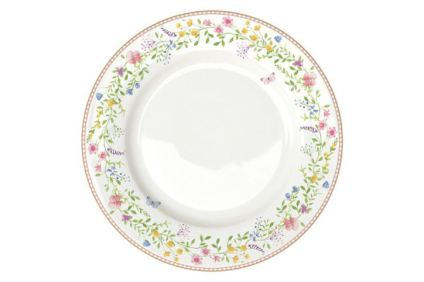 Набор тарелок 26 и 19 см с блюдом для яиц 13 предметов на 6 персон, Пасхальная коллекция, Цветы и цыплята, Easy Life