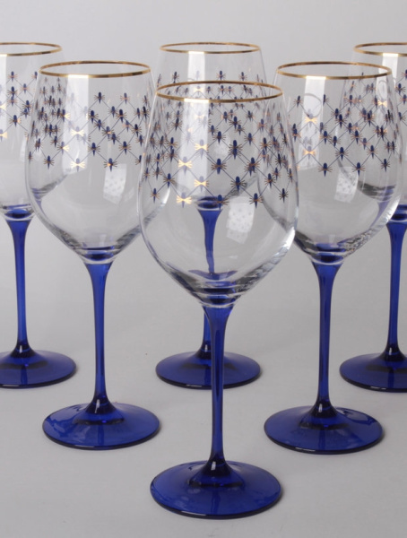 Набор (6 бокалов для вина) 370 ml Кобальтовая сетка, Императорский фарфоровый завод (ИФЗ) 14.11435.07
