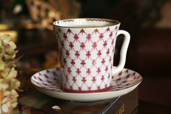 Бокал с Блюдцем Ленинградский, Сетка - Блюз, 360 мл, Императорский фарфоровый завод (ИФЗ) 81.24769.00.1