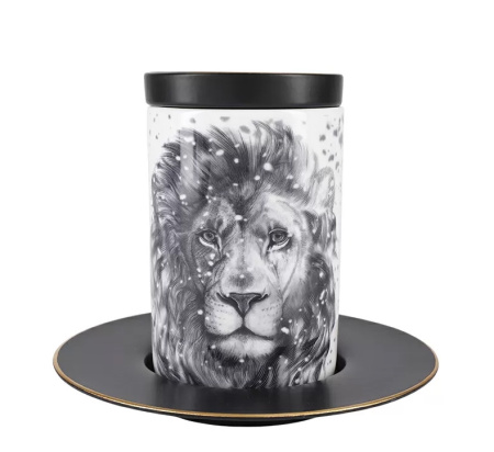 Подарочный набор бокал с блюдем и крышкой Тотем Лев 390 мл, Императорский фарфоровый завод 81.28375.00.1