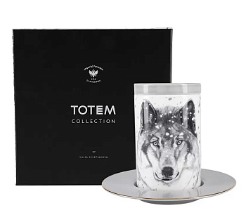 Подарочный набор бокал с блюдем и крышкой Тотем Волк 390 мл, Императорский фарфоровый завод 81.28374.00.1