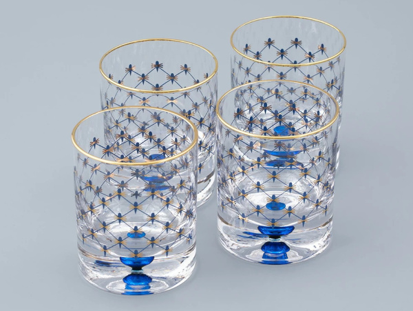 Набор (4 стакана для виски) 220 мл Кобальтовая сетка, Императорский фарфоровый завод (ИФЗ) 14.11003.07