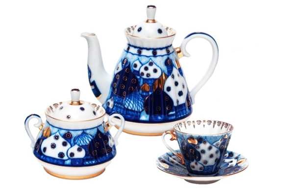 Сервиз чайный ИФЗ Перезвоны 1, 14 предметов (Лучистая), Императорский фарфоровый завод (ЛФЗ) 81.15203.03.1