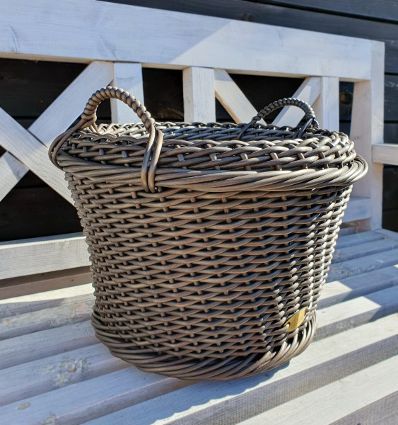 Кашпо для цветов из ротанга с ручками 16 л, цвет венге, ручная работа