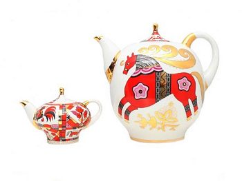 Комплект чайников Красный конь (Новгород) Императорский фарфоровый завод (ЛФЗ) 81.10353.00.1