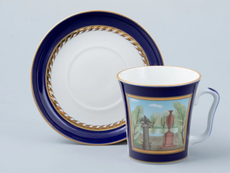 Бокал с Блюдцем Ленинградский, Порфировая ваза, 360 мл, Императорский фарфоровый завод 81.31477.00.1