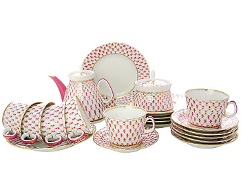 Сервиз чайный Сетка - Блюз 20 предметов (Молодежная), Императорский фарфоровый завод (ЛФЗ) 81.24872.00.1