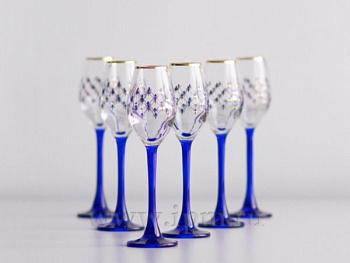 Набор (6 рюмок) 60 мл Кобальтовая сетка, Императорский фарфоровый завод (ИФЗ) 14.00002.07
