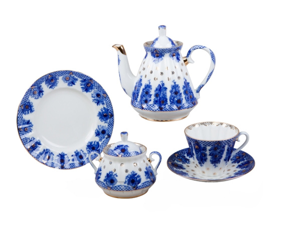 Сервиз чайный Корзиночка 20 пр (Лучистая), Императорский фарфоровый завод (ЛФЗ) 81.14534.01.1