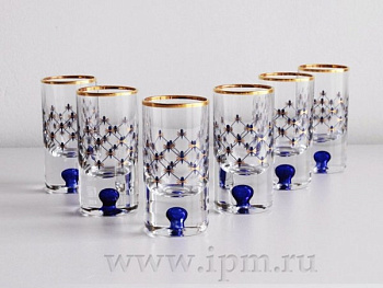 Набор (6 стопок для водки) 30 мл Кобальтовая сетка, Императорский фарфоровый завод (ЛФЗ) 14.00026.07