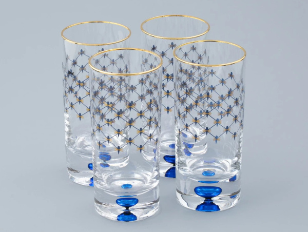 Набор (4 стакана для сока) 300 мл Кобальтовая сетка, Императорский фарфоровый завод (ИФЗ) 14.11004.07