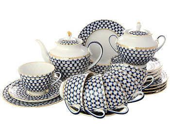 Чайный сервиз ИФЗ Кобальтовая сетка 20 предметов (Весенняя), Императорский фарфоровый завод (ЛФЗ) 81.21814.00.1