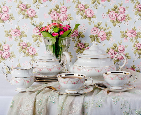 Чайный сервиз 6 персон 15 предметов, Мелкие цветы Соната 07160725-0158, Leander