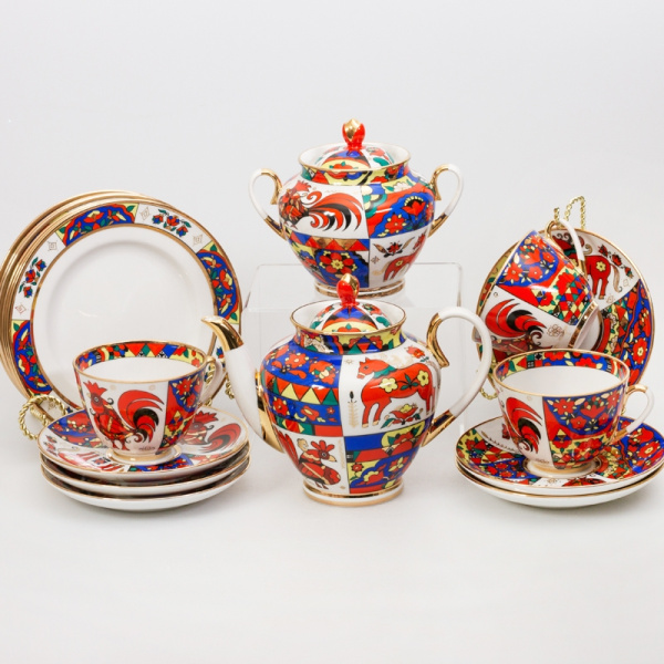 Сервиз чайный ИФЗ Народные узоры 20 предметов (Весенняя), Императорский фарфоровый завод 81.20885.00.1