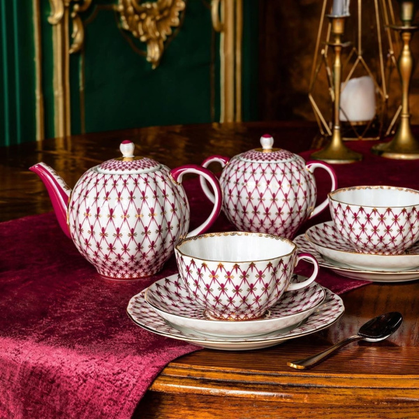 Сервиз чайный Сетка - Блюз 20 предметов (Тюльпан), Императорский фарфоровый завод (ЛФЗ) 81.24815.00.1