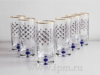 Набор (6 стаканов для сока) 300 мл Кобальтовая сетка, Императорский фарфоровый завод (ЛФЗ) 14.00025.07