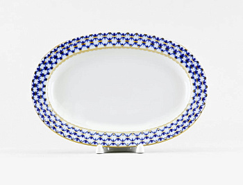 Блюдо овальное Молодежная, Кобальтовая сетка, 350х240 мм, Императорский фарфоровый завод (ИФЗ) 80.07111.00.1 Блюдо овальное Молодежная, Кобальтовая сетка, 350х240 мм, Императорский фарфоровый завод (ИФЗ) 80.07111.00.1