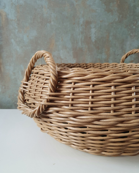 Кашпо-вазон для цветов из ротанга с ручками 14 л, цвет папирус