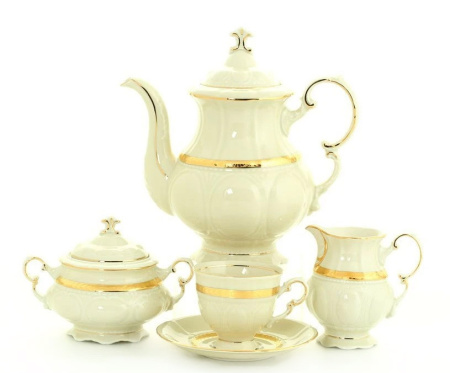 Кофейный сервиз 6 персон 15 предметов, Слоновая кость, Соната 07560714-0867, Leander