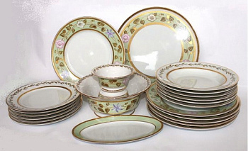 Сервиз столовый Нефритовый фон 23 предмета (Европейская), Императорский фарфоровый завод (ЛФЗ) 81.21402.00.1 Сервиз столовый Нефритовый фон 23 предмета (Европейская), Императорский фарфоровый завод (ЛФЗ) 81.21402.00.1