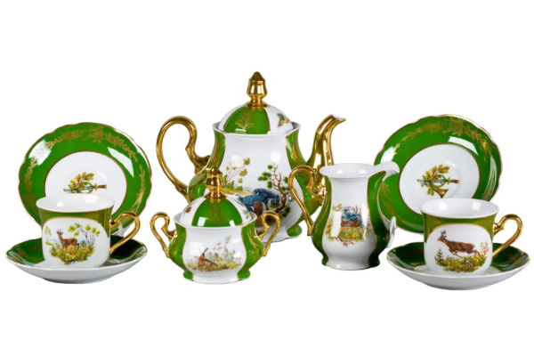 Чайный сервиз 6 персон 15 предметов, Царская охота, Мэри-Энн 03160725-0763, Leander