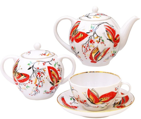 Сервиз чайный Бабочки 20 предметов (Тюльпан), Императорский фарфоровый завод (ЛФЗ) 81.10086.02.1