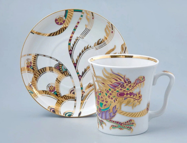 Бокал с блюдцем Ленинградский Золотой дракон, 360 мл, Императорский фарфоровый завод 81.31544.00.1