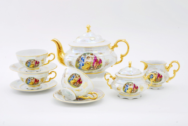 Чайный сервиз 6 персон 15 предметов Мадонна Перламутр, Соната 07160725-0676, Leander